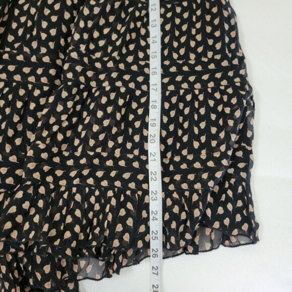 Anna Sui Tiered A-Line Skirt Sheer Ruffle Hem Pink Leaf Print Sample Small - Picture 8 of 8